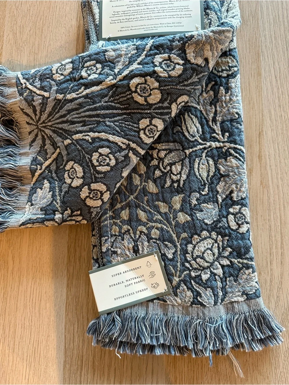 Morris & Co. William Morris Blue Floral Jacquard Kitchen Towels